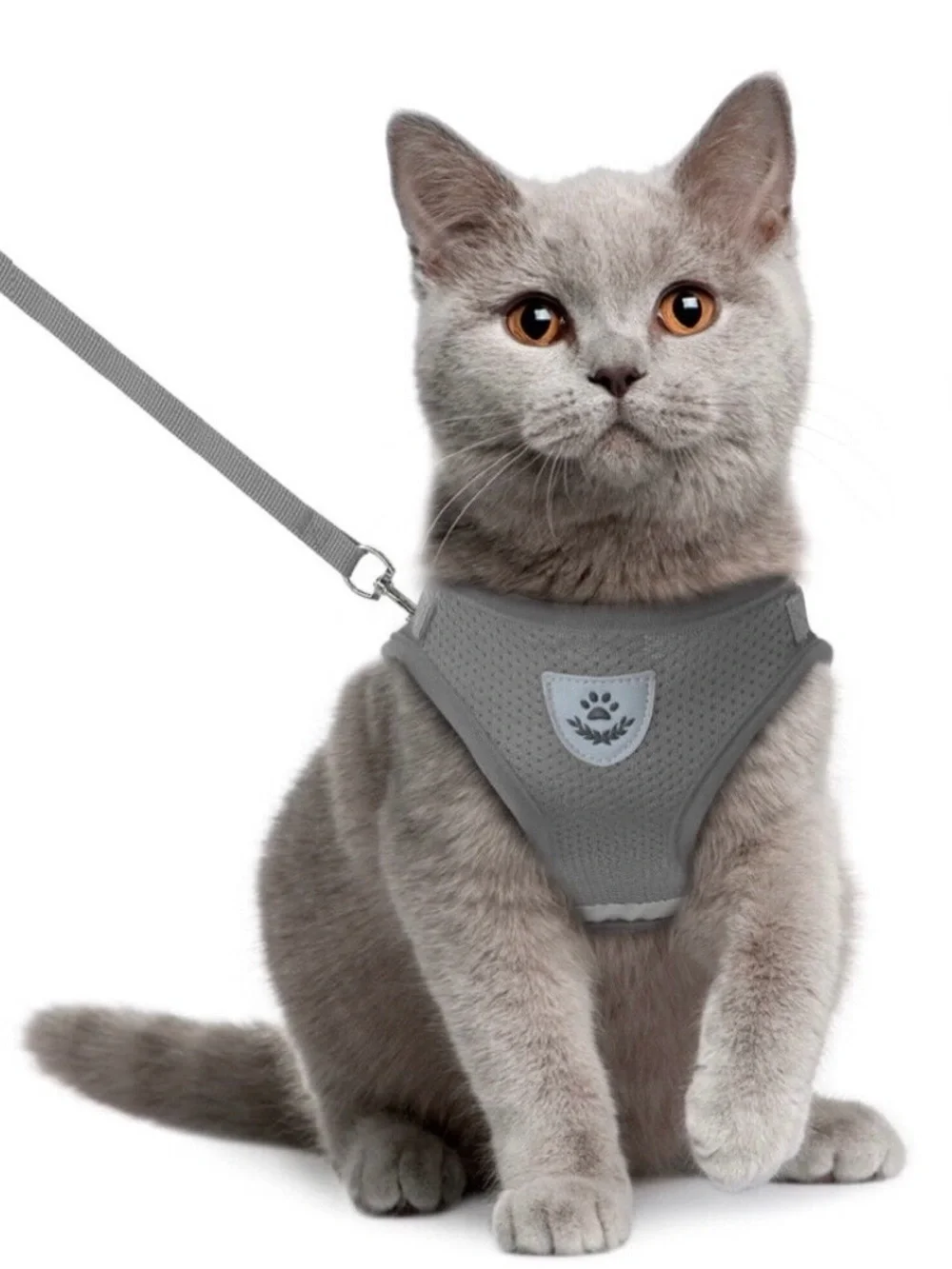 Sz XS PET ARTIST Escape Proof Harness for Dogs/Cats Gray Adjustable Straps Leash